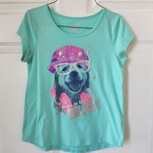 SO Mint Short-Sleeve Tee with Puppy Graphic and Pink Accents - Size 12
